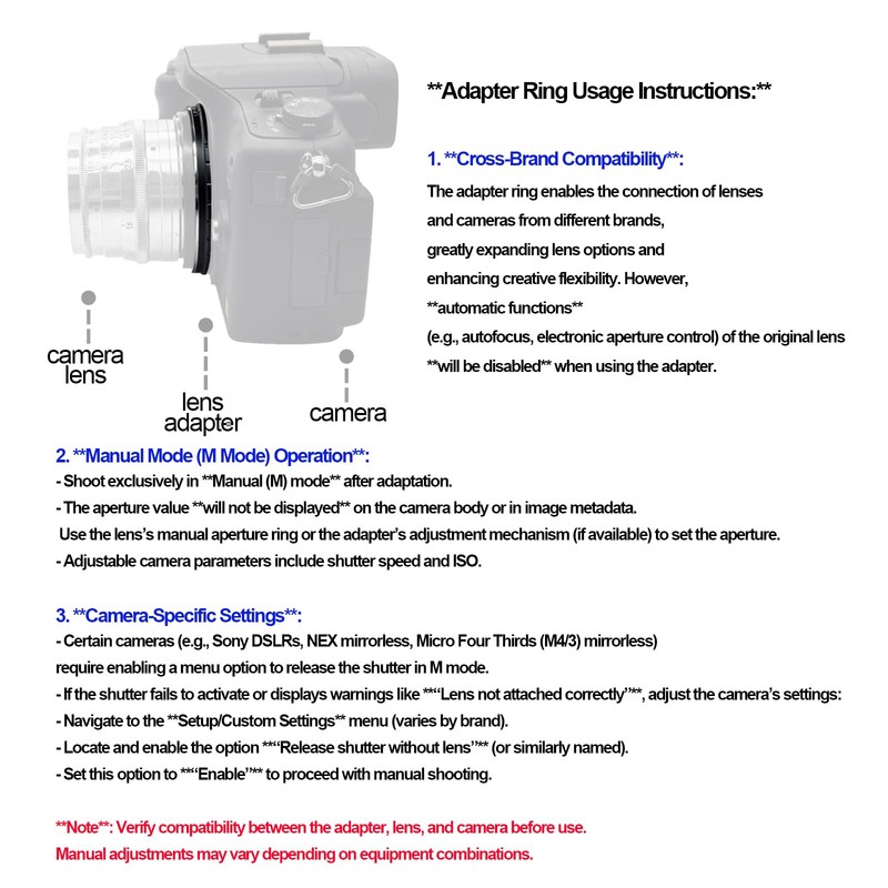 LM to M4/3 Adapter Compatible with for Leica M LM
