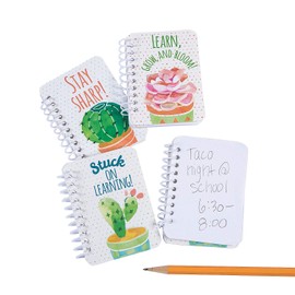 Fun Express Cactus and Succulents Spiral Notepads - 24 Pieces - Educational and Learning Activities for Kids