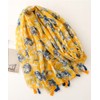 AssoetedFun Yellow Scarfs for Women Lightweight Blue Flowers Floral Print