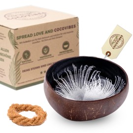 cocovibes Key Shell Jewellery Tray Made of Coconut Shells with Anti-Tilt Ring (Silver)