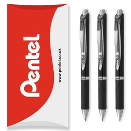 Pentel EnerGel BLP77 Permanent Gel Ink Retractable Roller Pen - 0.7mm Nib - In Pillow Packaging (Black)
