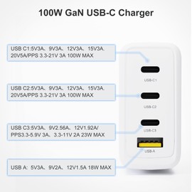 100W GaN Battery Universal Charger for DJI Drones, 4-Port PD USB C Fast Charging Power Adapter for DJI Mini/Air 3/Neo/Mavic 3/Avata/Matrice 4 Series, Goggles 2 Battery/RC/RC Pro Charging Accessories