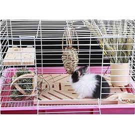 Hypeety Rabbit Wood Foot Pad Toy Small Animals Bunny Chinchilla Guinea Pig Rabbit Totoro Scratch Cage Supplies Safe Non-Toxic Pine Wood Board Chew Toy Mat Bed