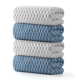 REDKISS Bath Towel Set of 4-27x55 inch Large Microfiber Bathroom Towels, Quick Dry, Extra Soft, Highly Absorbent, Fluffy Shower Towels for Bathroom, Pool, Beach, Swim, and Yoga, Luxury Towel Set