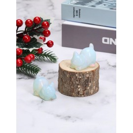 PESOENTH Crystal Cat Gifts,Opalite Cat Figurines for Cat Lovers Women Cute Lucky Cat Statue Ornament Cat Themed Gifts for Home Office Desk Decor Birthday Christmas