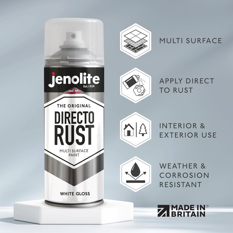 JENOLITE Directorust Gloss Spray Paint | White | 400ml (13.52