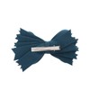 Teal & Denim Felt & Wool Strips Hair Bow Clip