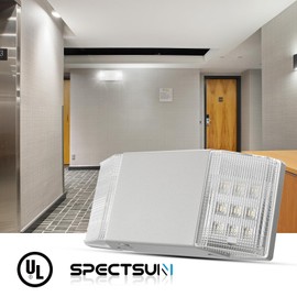 Spectsun 6 Packs Hardwired Emergency Exit Light Fixtures for Business, with Battery Backup, Two Head Adjustable LED Emergency Lighting, UL 924 Certified，AC 120/277V.