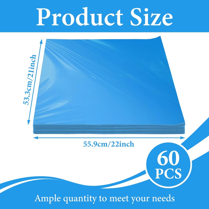 60pcs Disposable Meat Lug Liners,Plastic Liners, 21" x 22" (Blue)