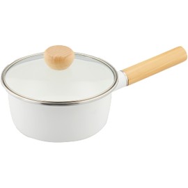 Pearl Metal Clevia Enameled Glass Lid Single Pan, 6.3 inches (16 cm), White