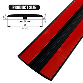 ZEYUE Flexible PVC T-Molding Transition Strips for Hard Wood Floor,Laminate,Tile,LVP. Vinyl Flooring Edging Trim 118" L × 1.97" W,Black
