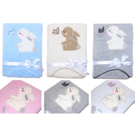 Baby Blanket with Embroidered Name Rabbit Plush Appliqué Cuddly Blanket Christening (Grey)