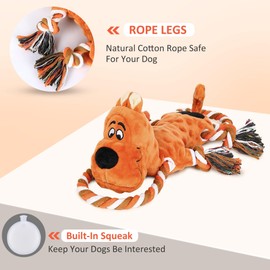 IOKHEIRA Hundespielzeug große Hunde -Plüsch Quietschend Apportierspiel Ziehspiel - Squeak Toys for Dogs (Orange, Dog)