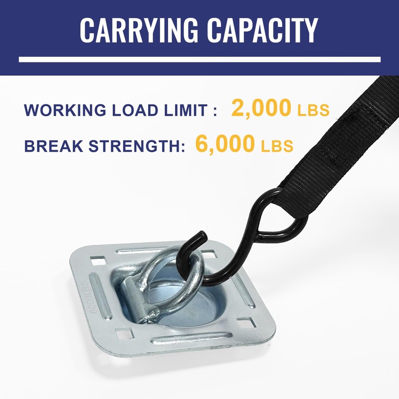 Lanbos Recessed D-Ring Tie Down Anchors, 6,000 lb Capacity Heavy