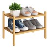 BMOSU 2-Tier Bamboo Small Shoe Rack Premium Stackable Shoe Shelf