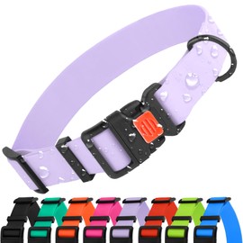 CollarDirect Waterproof Dog Collar - Silicone, Plastic Collar, Odor-Resistant, Easy to Clean, for Large, Medium, Small Dogs - Adjustable Collar with Breakaway Buckle (Neck Fit 18"-26", Lilac)