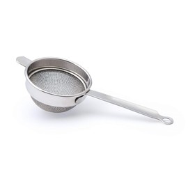 INOX stainless steel Food Safe Tea Strainer Chalni Double Mesh used to sieve Tea / Coffee / Juice / Soup / Long Handle
