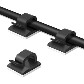 WIIBROOK 50pcs Cable Clips, Adhesive Cable Organizer Cord Holder, Durable Strong Cable Wire Management for Car, Office and Home (Black)