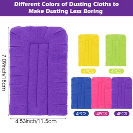 Wanmu 20 Pack Reusable Heavy Duty Fleece Duster Refill, 360° Dusters Refills Washable Duster Pads Cleaning Pads for Multi Surface for Home, Blinds, Fans, Corners, Furniture, Pet Hair (5 Colors)