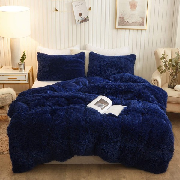 XeGe Plush Shaggy Duvet Cover Set, Luxury Ultra Soft Crystal