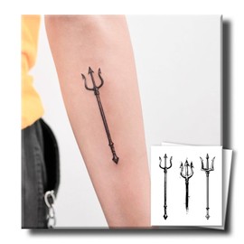 Tattoo Tech, 2 Sheets Small Semi Permanent Tattoo, Lasts 7-15 Days Temporary Tattoos(Trident), Waterproof and Non-Reflective, Minimalist Design for Arms, Back