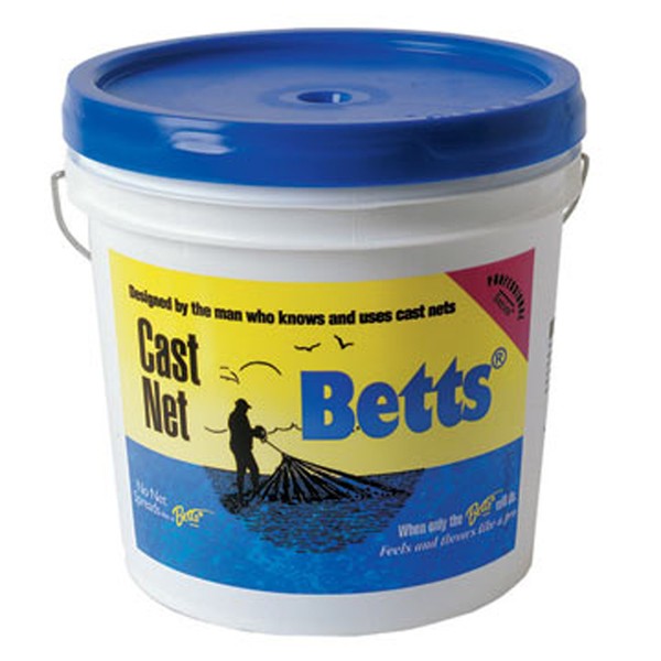 Betts 18-6 Mullet Cast Net, Mono, 6-Feet, 1-Inch Mesh, 1.2-Pound Lead per Ft Bucket