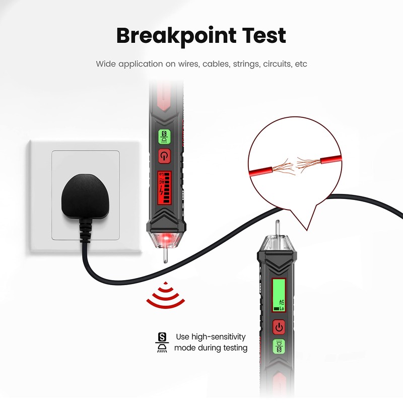 KAIWEETS HT100 Voltage Tester, Dual-Range 12V-1000V/48V 1000V Non-Contact Electrical Tester,