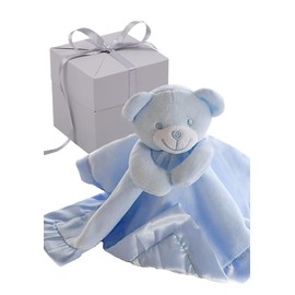 BUSHBABY Baby Boy Comfort Blanket in Gift Box, 1st Birthday Present Newborn Gifts Mum To Be Soft Toy for Boys, Maternity Paternity Mom Expecting
