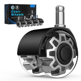 WEWILL Office Chair Wheels, Rubber Replacement Caster Heavy Duty Wheels for Computer Desk Chair to Replace Office Chair mats, Protect Hardwood Floors and Carpet,Suitable for Most Chairs,Set of 5