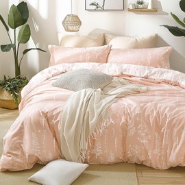 Love's cabin Dusty Rose Pink Full Size Comforter Set - Full Comforter Set, 3 Pieces Cute Floral Bedding Sets for All Seasons,1 Soft Reversible Botanical Flowers Comforter and 2 Pillow Shams