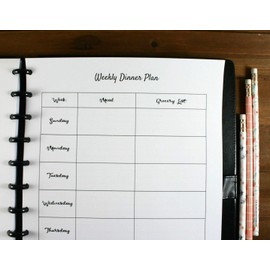 Weekly Dinner Planner for Discbound Planners, Fits with Circa Letter, Arc by Staples, TUL, Letter Size (8.5'' x 11''), (Planner sold separately)