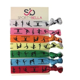 Gymnastics Hair Ties – Sportybella Elastic Ponytail Holders (Set of 7) – No Crease, Colorful Gymnast Team Accessories – Gifts for Gymnasts, Coaches, Moms & Girls