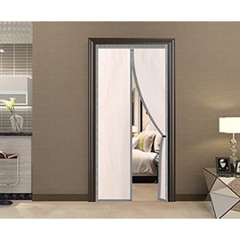 Magnetic Insulated Door Screen, The Whole Blackout Thermal Screen Door Self-Closing Privacy Thick Fabrics Door Curtain for Air Conditioner Room, Bedroom-Hands Free, Fit Doors Size Up to 36" x 82"