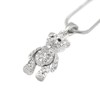 Spinningdaisy Crystals Silver Plated Movable Teddy Bear Necklace