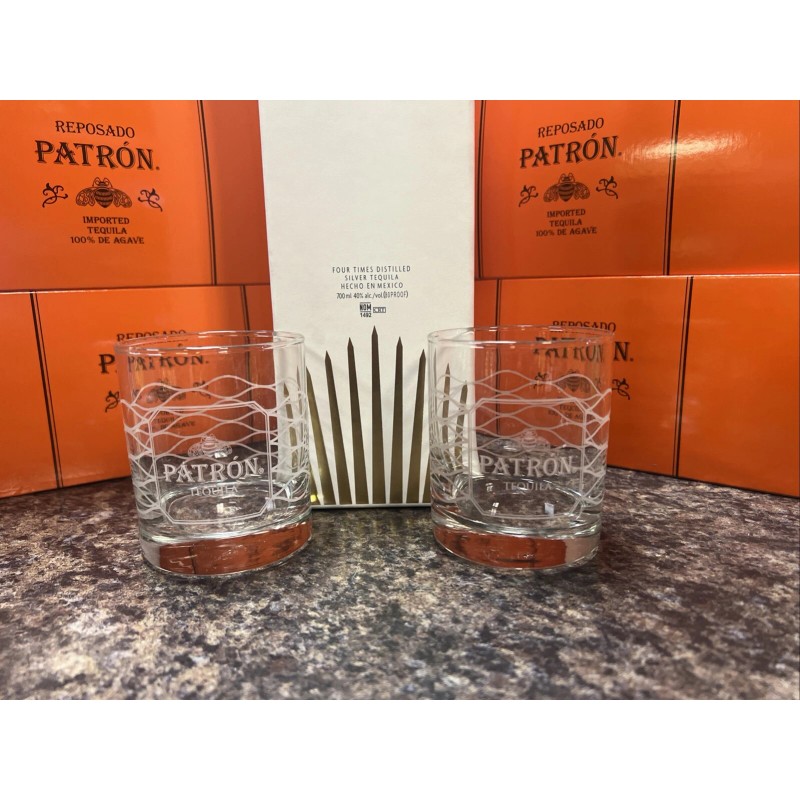Patron Brand New 2024 PATRON Rocks Glasses. Set Of Two
