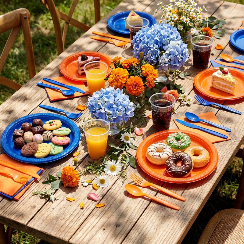 Uiifan 144 Pcs Plastic Plates for Party Set 9" Dinner