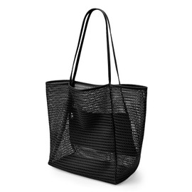KALIDI Beach Mesh Tote Bag, Casual Tote Bag Hobo Women Foldable MAX 23L Shoulder Grocery Bag For Beach Picnic Vacation