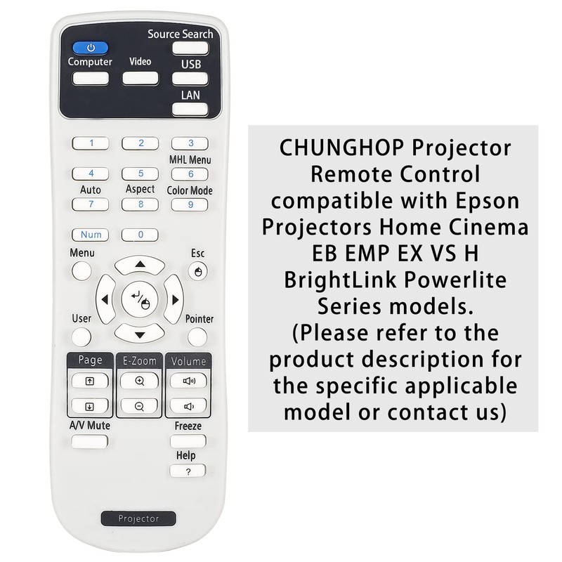 CHUNGHOP - Proyector universal Control remoto para proyector Epson PowerLite