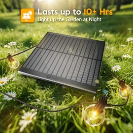 Minetom Solar Outdoor Lights - 38Ft 15 LED Waterproof Solar String Lights with USB Port and Cable Ties, Commercial Shatterproof G40 LED Bulbs, Hanging Patio Light for Backyard Porch Bistro Decor