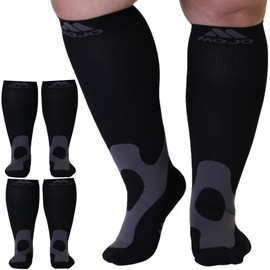 Mojo Compression Socks for Women and Men (3 Pairs) 20-30mmHg - Opaque Graduated Compression Stockings for Varicose Veins Circulation, Edema, Embolism, DVT - Black, Large - A601BL3