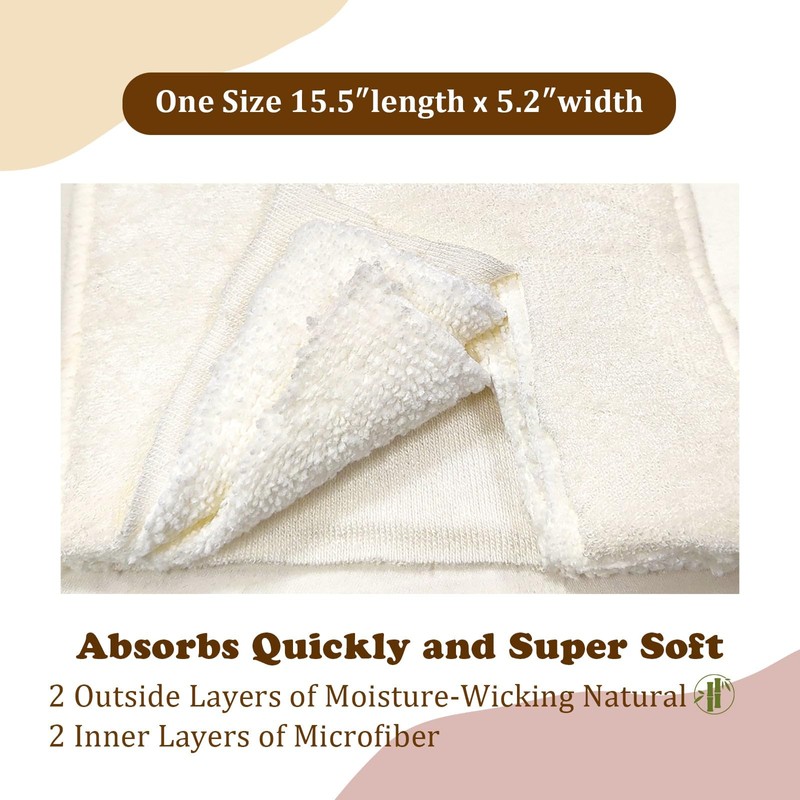 Mama Koala 4-Layer Natural and Microfiber Cloth Diaper Inserts, Adjustable