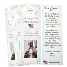 Pope Leo XIV Holy Card Bookmark Set with Prayer for New Pontiff Made in USA, Pack of 5