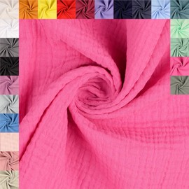 fingsi 6018 Muslin Cotton Fabric Sold by the Metre Coupon (Pink, 2.0 m) + 23 Other Colours