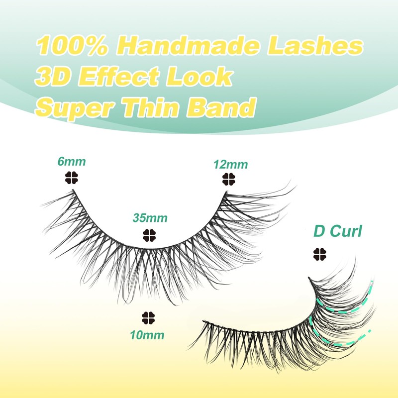 GEMERRY False Eyelashes, 10 Pairs, Soft Faux Mink Eyelashes, Fluffy