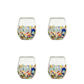 10 Strawberry Street San Lucas Mexican Glassware, Stemless Wine Glass, Set of 4
