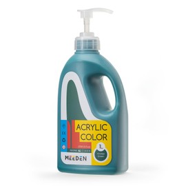 MEEDEN Viridian Green Acrylic Paint: 1 L /33.8 oz Satin Liquid Paint with Pump Lid - Soft Body Art Paints for Canvas, Studio, School, Wall & Poured Paintings