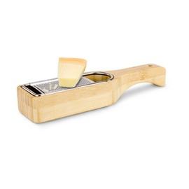 ROMINOX Grana Parmesan Grater Made of Bamboo, Integrated Collection Container, Sharp Stainless Steel Grater, Easy Cleaning, Sturdy Handle, Dimensions: Approx. 27 x 7.3 x 4 cm