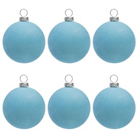 KI Store Blue Velvet Ball Ornaments 6pcs 6cm for Party Christmas Tree Baby Shower First Christmas Decorations