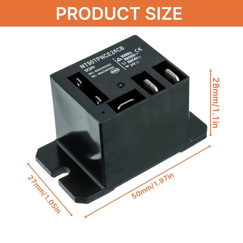 JAMHER 1 Pack NT90-DC24V-10X Power Relay DC 24V Coil 30A