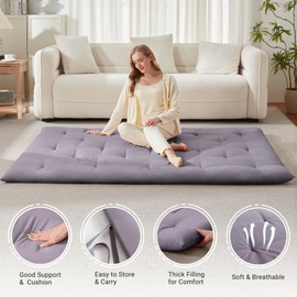 Mollydot Japanese Floor Mattress, Futon Mattress Queen Size 60"x 80", 2.56" Thicken Tatami Mattress, Portable Foldable Floor Bed, Roll Up Futon Cushion, Suit for Camping Guest Room Dormitory (Grey)